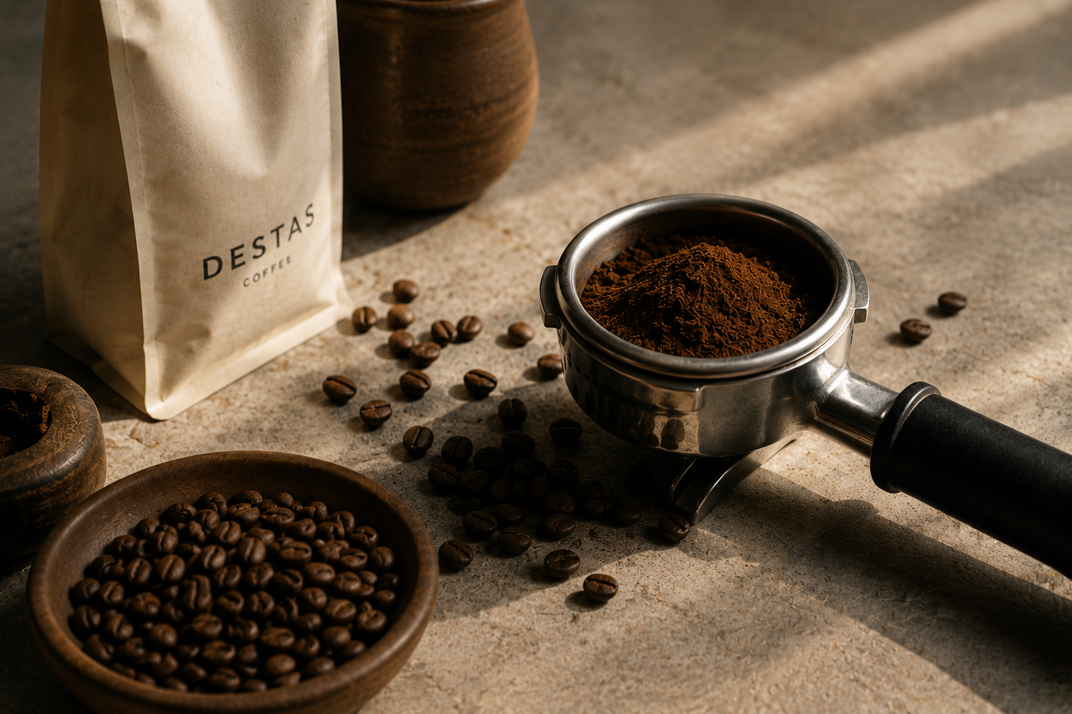Destas Coffee — Bohnen und frisch gemahlener Kaffee im Siebträger